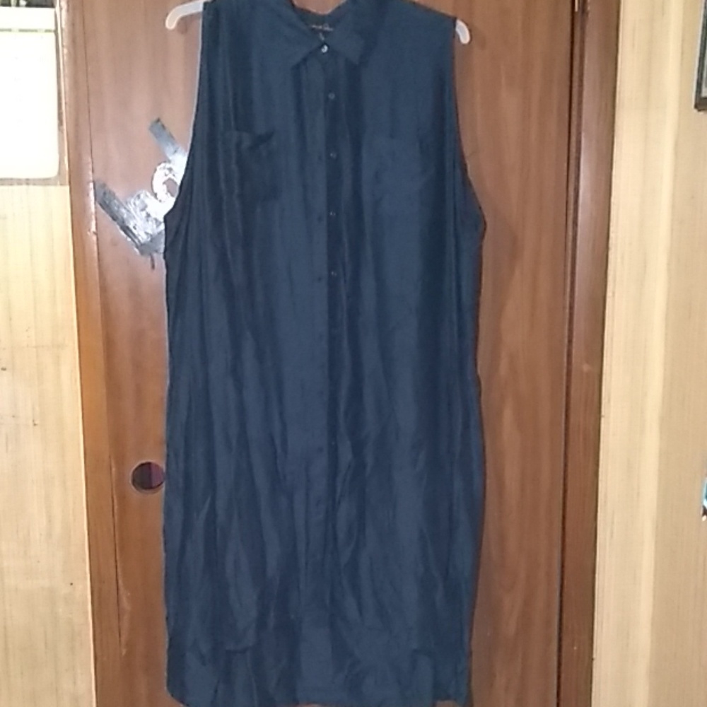 Navy blue button-down dress